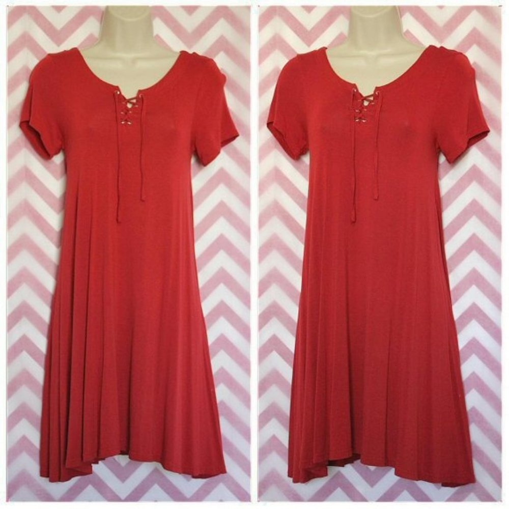 Cute Red Asymmetrical Dress Size M